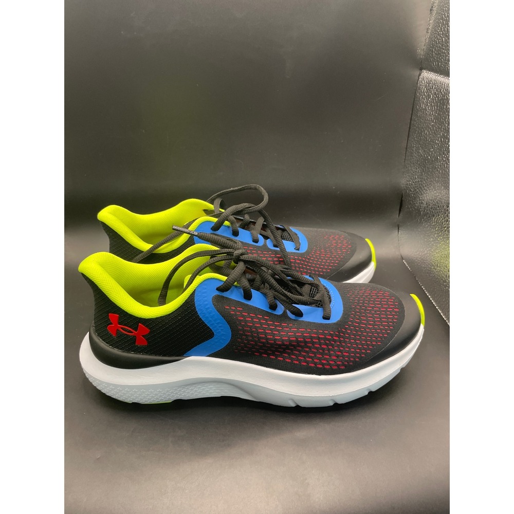 Under Armour Charged Pursuit 3 Black Blue Lime Running Shoes 3028269-006 6.5Y
